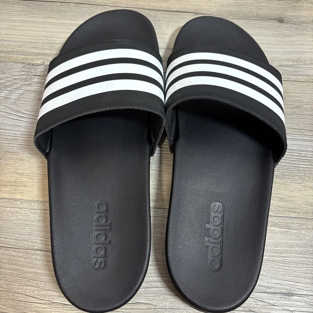 Adidas Adilette Unisex Comfort Shower Slides Men US 10 Women US 11 Black / White